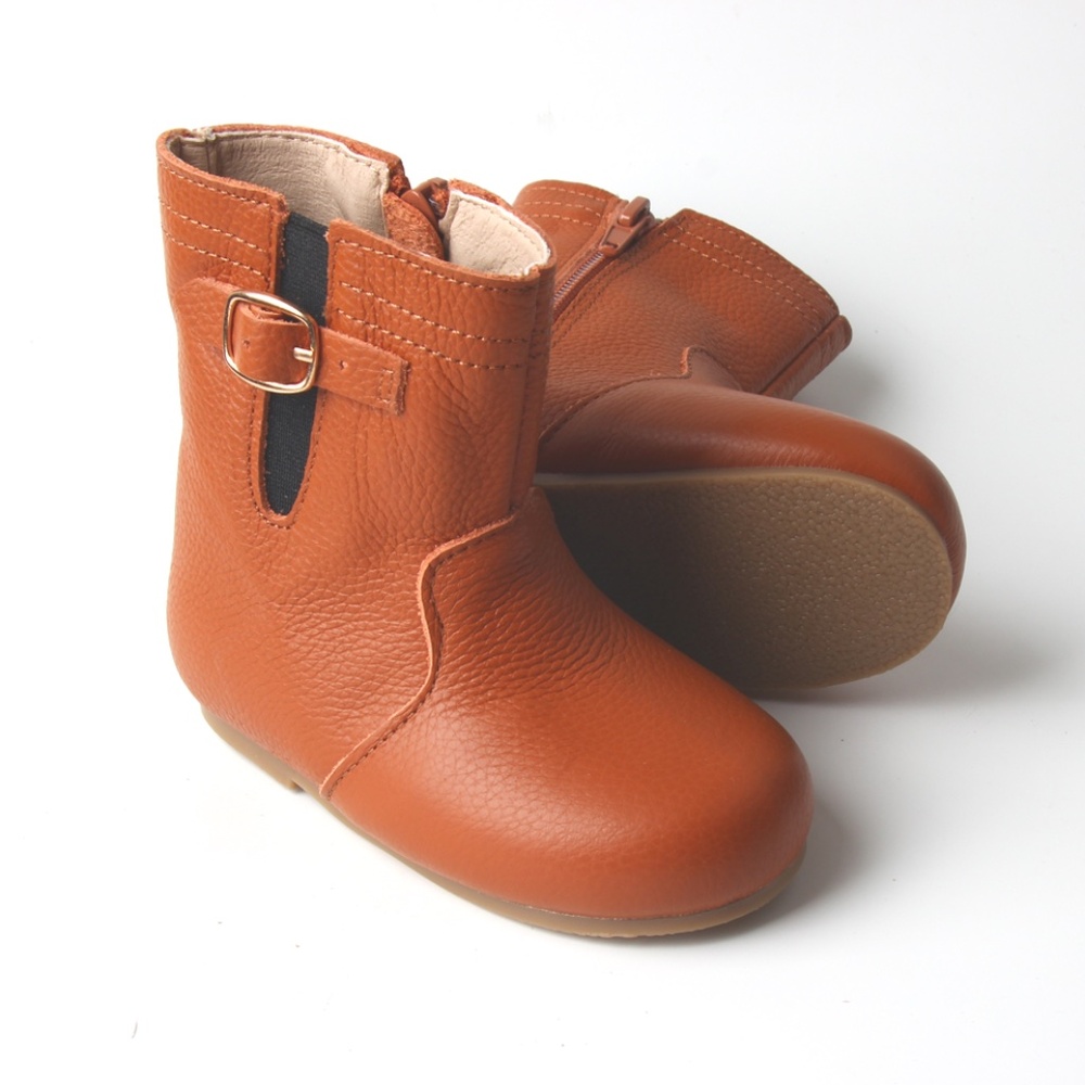 Kids Tan Leather Boots size 7Toddler NWT